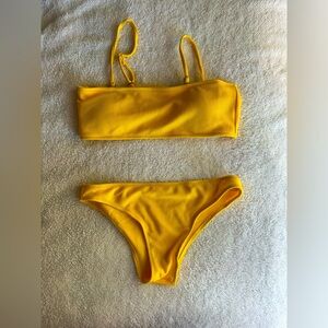 Yellow bandeau 2 piece bikini swimsuit